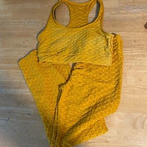 Leggings and sports bra.